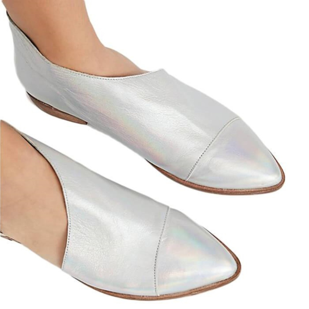 Free People NWT Flat Royale in Silver w/Box Size 8